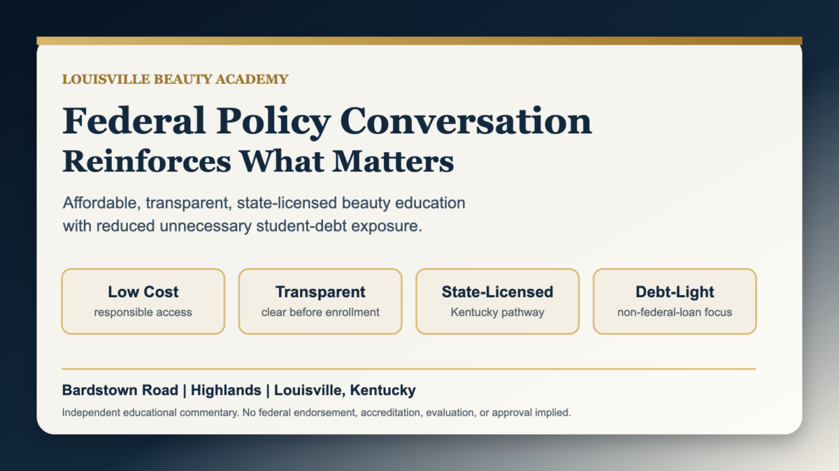 Editorial image about student access, affordability, transparency, and responsible educational value.